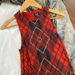 MCQ Women's Red Tartan Print Fitted Dress